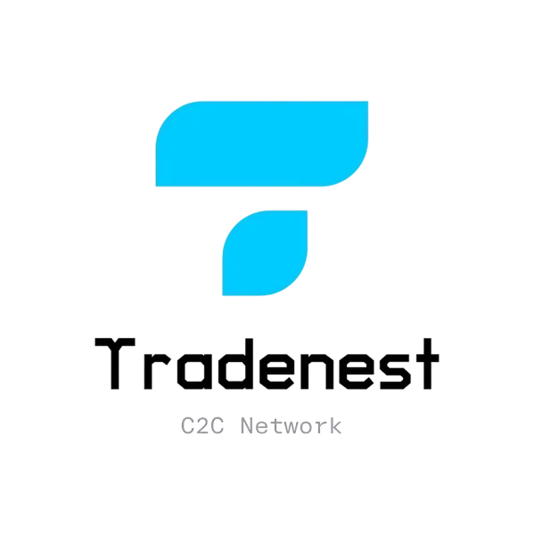 TradeNest logo design with blue letter