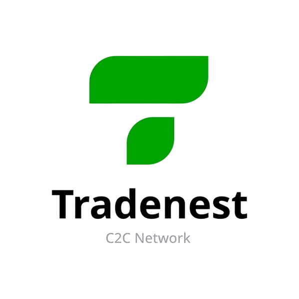 TradeNest logo design with forest green letter