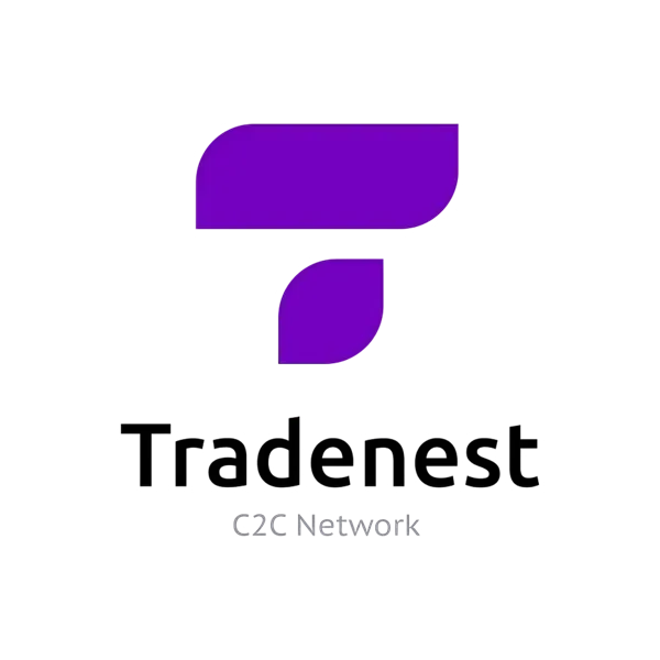 TradeNest logo design with purple letter